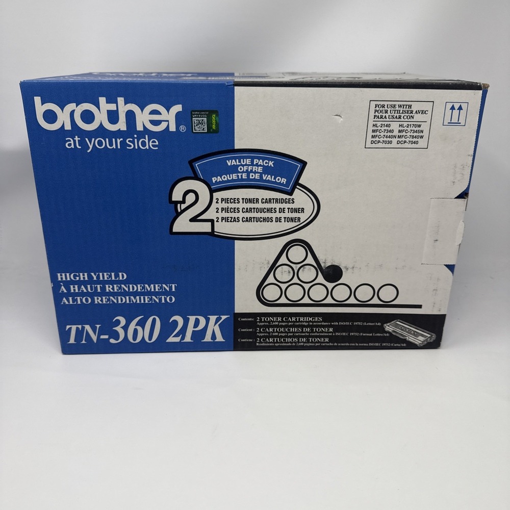 Brother TN-360 Black Toner Dual-Pack 2PK High-Yield DCP-7030 HL-2170W  TN360